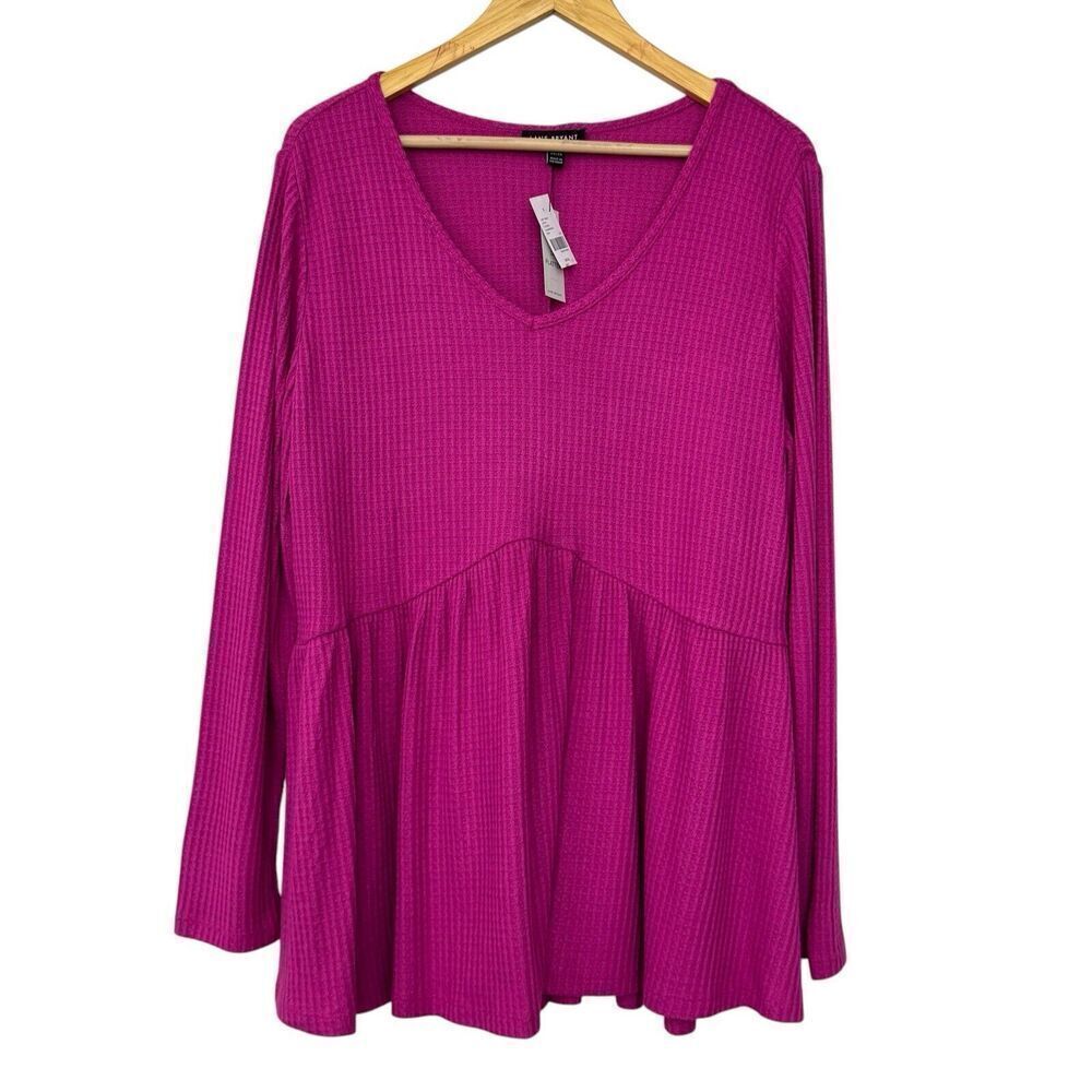 Lane Bryant Pink Babydoll Max Swing waffleknit Top blouse shirt plus size 14/16